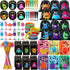 Abbylike 102 Pcs Monster Party Favors, Make Your Own Stickers, Spring Launchers, Drawstring Backpack, Notebooks & More