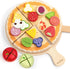 PairPear Wooden Pizza Cutting Play Food Set, 28 Piece Pretend Play Pizza