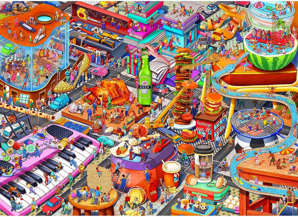 HUADADA 1000 Piece Jigsaw Puzzles for Adults, Little People's World Party, Challenging Game Puzzles