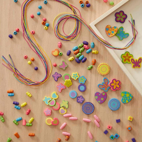 Melissa & Doug Created by Me! Bead Bouquet Deluxe Wooden Bead Set with 220+ Beads for Jewelry-Making, Multicolor, 9½