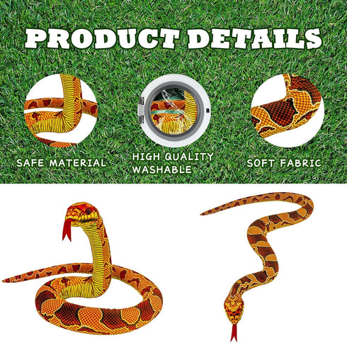 59'' Large Snake Plush Toy - Washable Giant Simulation Cuddle Toy for Boys and Girls Birthday Gift