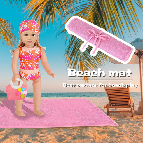 18 inch BeachSet Summer 18" ebuddy Doll Clothes and Accessories - Swimsuit and Pool & Beach Outfit with Life Vest