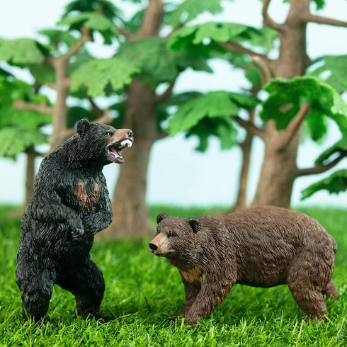Toymany 6PCS Bear Figurines, Realistic Forest Animals Bear Family Toy Set for Kids