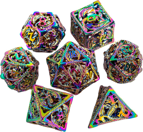 Dice Set Metal DND Unique Dragon Dice - 7CPS Role Playing Dice Set with Gift Box for D&D Games