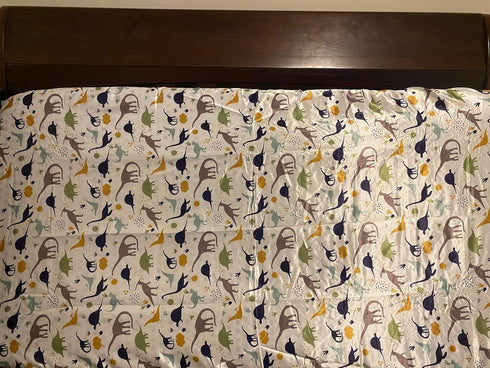 Satin Fitted Crib Sheet for Baby, Dinosaur Design, Size 52 x 28 inches, Retains Hair Moisture for Toddler Bed