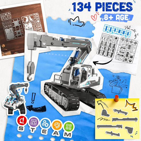 134 8-12, 8+ SMILESSKIDDO Crane Truck Toy - PCS Hydraulic Science Kits for Kids Age Teenage Engineering Kit