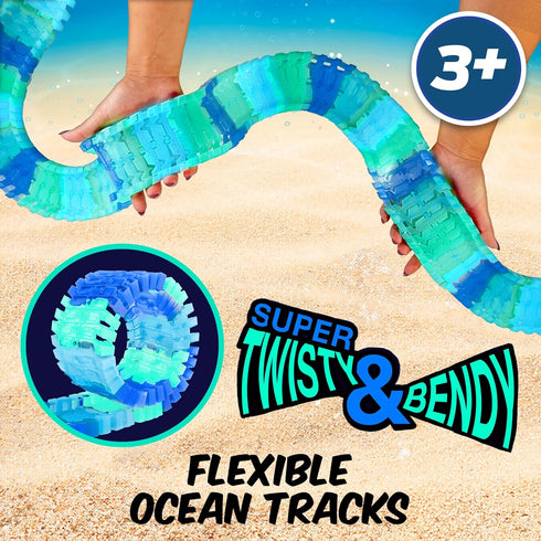 265pk Set 225 3 USA Toyz Ocean Race Tracks for Kids- Speedway Race Car Track with Flexible Roads, Shark Toy Cars