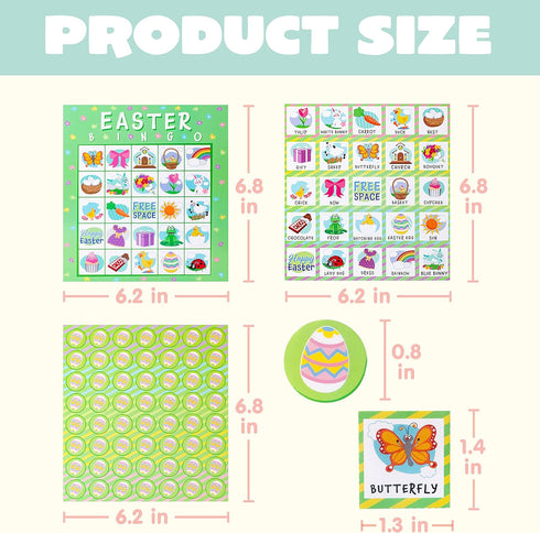 JOYIN 28 Players Easter Bingo Cards (5x5) for Easter Party Games, Kids School Classroom Gift