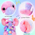 11'' Hopearl Colorful LED Musical Stuffed Elephant Light up Singing Plush Elephish Adjustable Volume Lullaby Animated