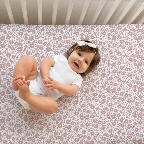 2 Pack Crib Sheets Neutral - Fitted Baby Crib Sheets Bed for Girl Boy - Standard & Toddler Mattress (Antique Rose)