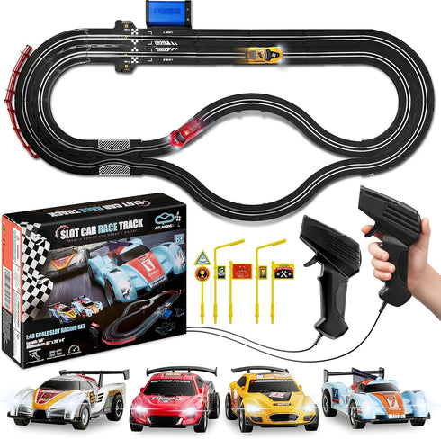 Atlasonix Slot Car Race Tracks Sets, Electric Race Car Track, Dual Electric Race Track for Girls & Boys Age 5+