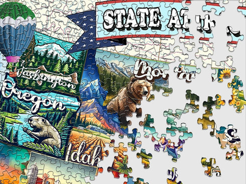 1000 Springbok All American Attractions Piece Jigsaw Puzzle for Adults - Map of USA - Unique Cut Pieces - Made in USA
