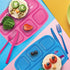 Toddler Plates With Dividers - Set of 4 Kids Dinner Plates, Brightly Colored Divided Tray, BPA Free, Fun Zoo Design