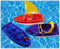 Matty's Toy Stop Plastic Boats Set Sailboat (Red), Speedboat (Purple) & Fireboat