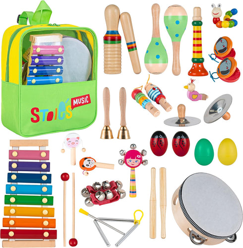 Stoie's Musical Toys for Toddlers, Wooden Percussion Instruments Toy for Kids Baby