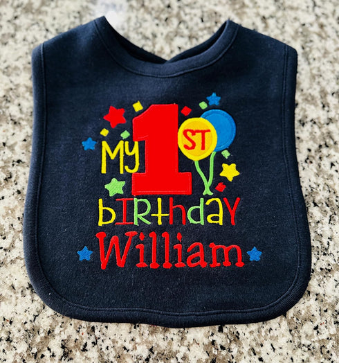 Personalized First Birthday Boy Smash Bib with Custom Name