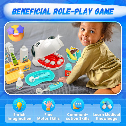 26 Set 3 4 5 6 7 8 SMILESSKIDDO Dentist Kit for Kids - Pcs Doctor Play with Dental Tools and Medical Accessories