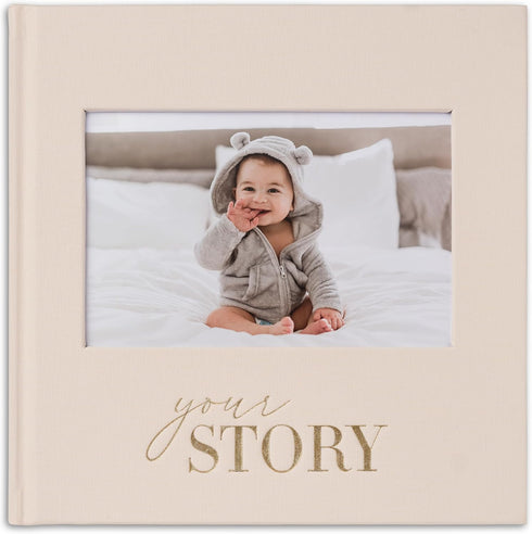 Baby Memory Book - Baby Photo Albums, Scrapbook & Record Book, Journal Gift for Newborn Baby Boy & Girl (Cream Fabric)