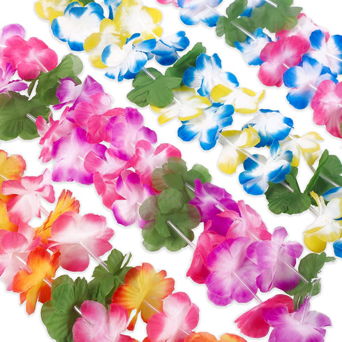 jollylife 60PCS Hawaiian Luau Leis Necklaces, Bracelets, Headbands for Tropical Summer Party Decorations