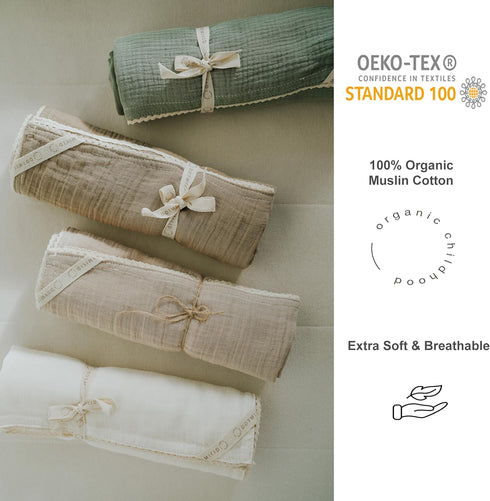 DORMIKID Muslin Baby Swaddle Blankets Organic Cotton Extra Soft Oeko-TEX Standard Newborn Swaddling Receiving Wrap