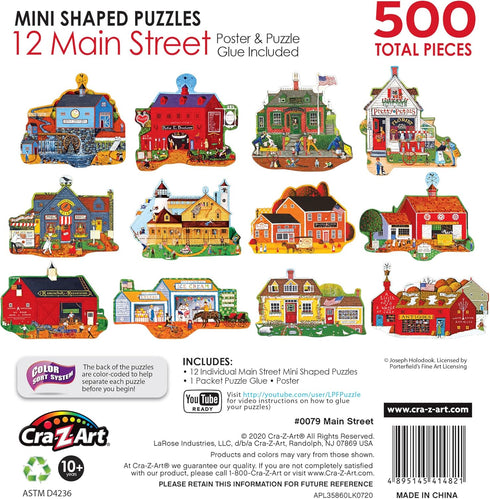 RoseArt - Mini-Shaped - Main Street - 500 Piece Jigsaw Puzzle for Adults