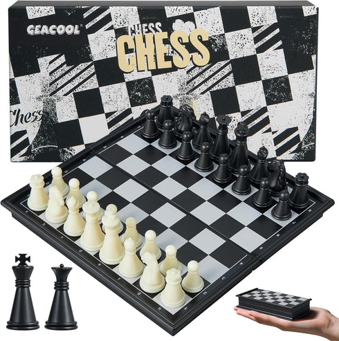 GEACOOL Mini Travel Chess Set - 5.1 Inhces Magnetic Portable Folding Chess Board