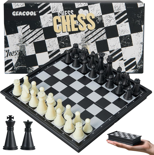 GEACOOL Mini Travel Chess Set - 5.1 Inhces Magnetic Portable Folding Chess Board