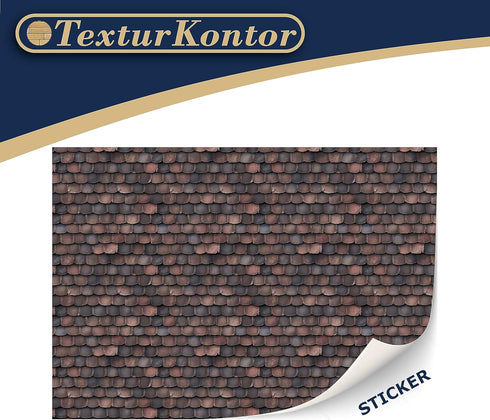 TexturKontor 3 1:12 Sheets Self-Adhesive Roof Tiles and Shingles for Dollhouses Scale (Roof Shingles red)