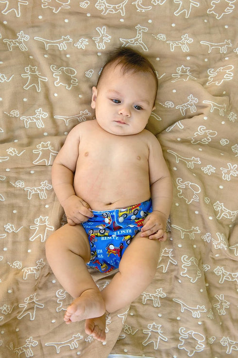 2 Layer Blanket, Muslin Cotton Jacquard Bed Blanket, Lightweight Super Soft and Warm, Crib Blanket