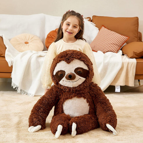 IKASA Giant Sloth Stuffed Animal, 30" Hanging Three Toed Plush Toy, Cute Fluffy Gift for Kids