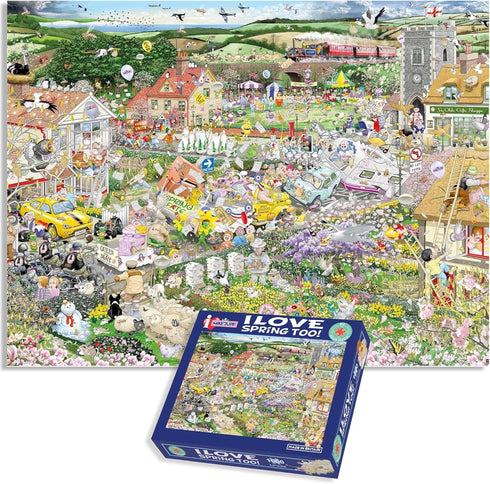 1000 Piece Jigsaw Puzzle - I Love Spring in a British Village by Mike Jupp, Size 26 x 20 inches