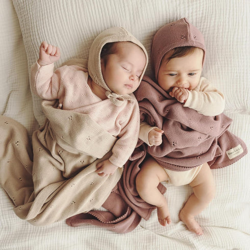 100% Luxury Organic Cotton Pointelle Knit Baby Quilt Blanket Refined Lightweight Heirloom Nursery Essential (Pointelle