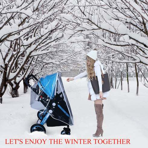 Baby Stroller Rain Cover, Universal Umbrella Weather Shield, Protects from Rain, Wind, Snow, Dust, Waterproof, Clear