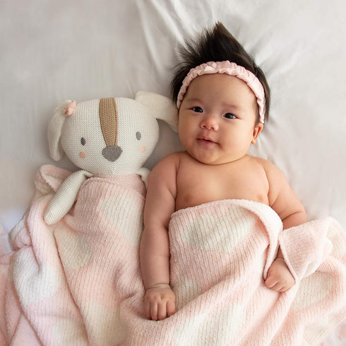 Cozy 40x30 Living Textiles Pink Hearts Chenille Soft Baby Blanket Reversible Premium Fabric for Best Comfort