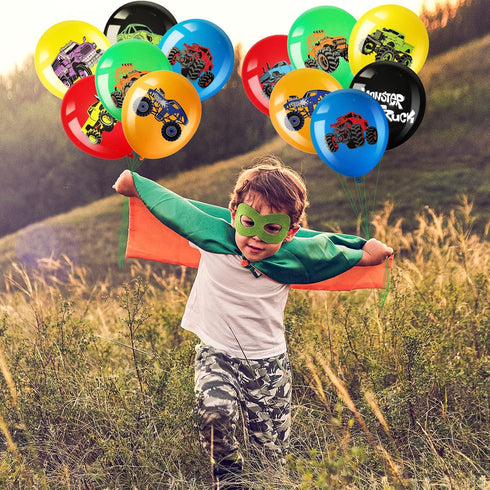 36 Pcs Truck Balloons, 12 Inch Colorful Latex Balloon Bouquet for Kids Birthday Party, Baby Shower Supplies