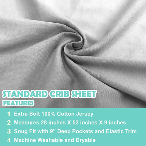TL Care 100% Natural Cotton Fitted Crib Sheet, 52" x 28", Gray, Soft & Hypoallergenic
