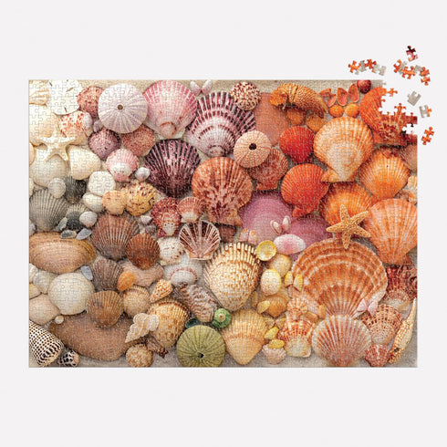 Galison Vibrant Seashells Christine Chitnis 1000 Piece Puzzle Featuring Chromatic Seashell Arrangement on Sand