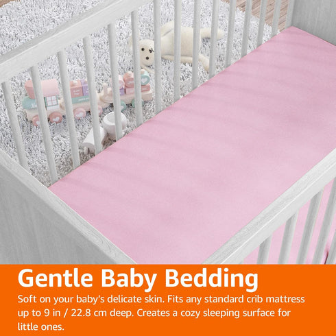 100% 28 52 Inches, (Pack 2) Amazon Basics Cotton Jersey Knit Fitted Crib Sheet for Boys and Girls, fits Standard Crib