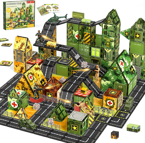 VigorFun Army Magnetic Tiles Building Toys Set for Kids Ages 3-5 4-8,