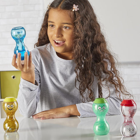 hand2mind Express Your Feelings Sensory Bottles-Primary Emotions, Quiet Toddler Fidgets for Classroom, Calm Down Corner