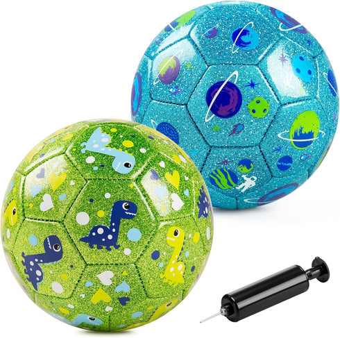 ZOOJOY Size 2 Soccer Ball, 2 Pack Cartoon Balls with Pump Mesh