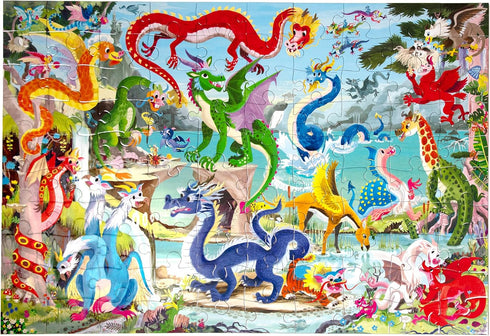 100 eeBoo Piece Puzzle for Kids - Love of Dragons Children's Puzzle Dragon Themed, Large Pieces for Small Hands