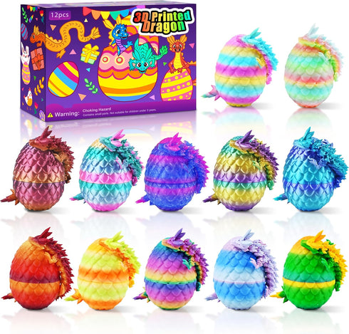 Impossmaker 12PCS Easter 3D Printed Dragon Eggs with Dragon Inside, Unique Fun