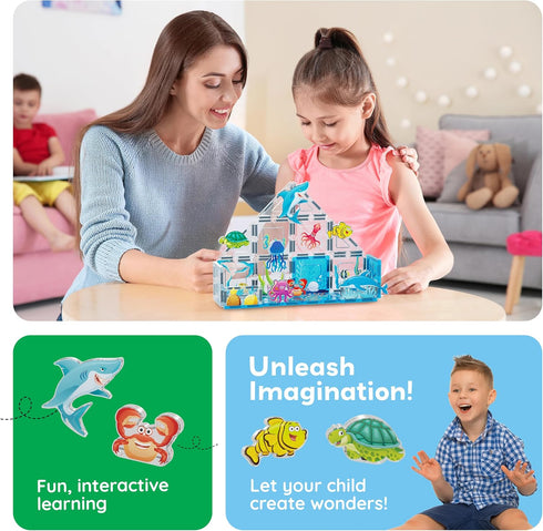 Set 8 3+ PTQ25 PicassoTiles Magnetic Tiles Magnet Tile Building Blocks Marine Animal World Themed with Ocean Character