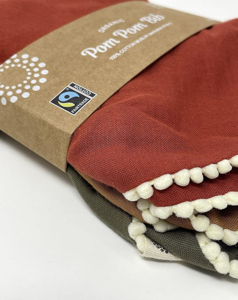 4-Way 8 Kishu Baby Indi - Fairtrade Organic Baby Bibs for Girls or Boys - Rounded, Reversible, Layer Muslin Drool Bibs