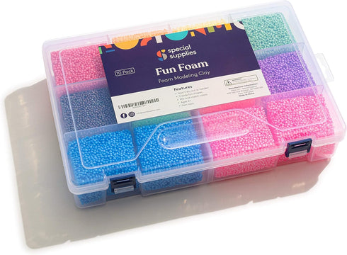 Special Supplies Fun Foam Modeling Foam Beads Play Kit, 12 Blocks Educational Clay for Arts Crafts, Reusable Container