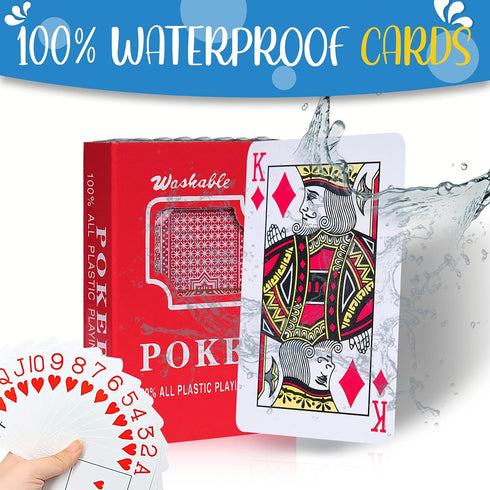 ZONETECH Game Station Set - 2 Pack with Waterproof Playing Cards for Pool or Beach (Blue/White)