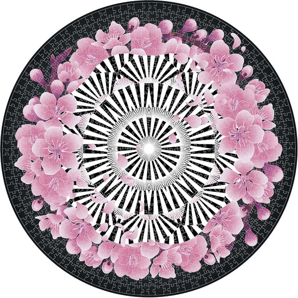 Lavievert - 1000 Piece Round Jigsaw Puzzle Game for Adults and Kids - Romantic Cherry Blossom