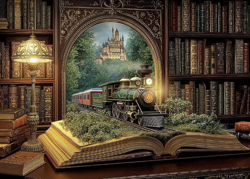 BUAHA Magic Books Train Puzzles for Adults 1000 Pieces Nature Pretty Library Art