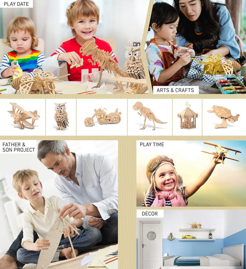 Puzzled 3D Puzzle Honeybee Wood Craft Model Kit - Unique Educational DIY Wooden Insect Toy to Build & Paint, 32pcs